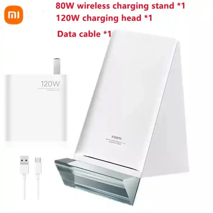Xiaomi 80W MAX Wireless Charger Stand Set Smart Vertical Charging Base With 120W Charger Cable Fast Charge For Xiaomi/iPhone